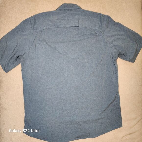 Wrangler Men's L ATG Alex Short Sleeve Button-Down Shirt Blue Check Zip Pocket - Picture 7 of 7
